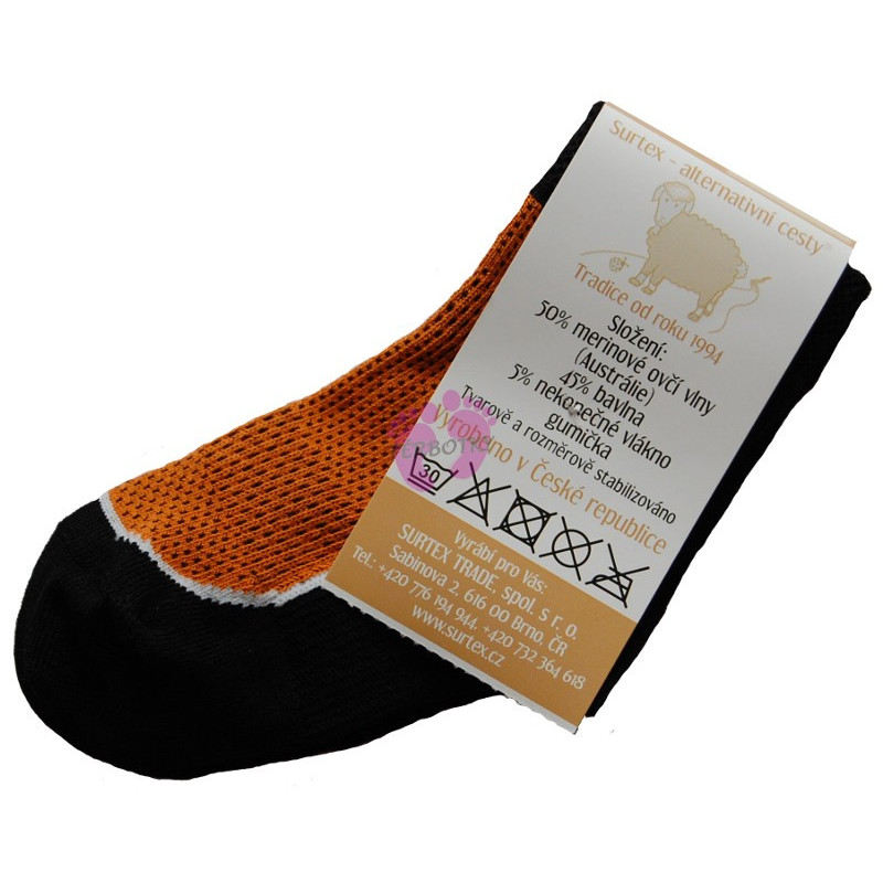 Dětské letní ponožky Surtex, 50% merino vlny, oranžové
