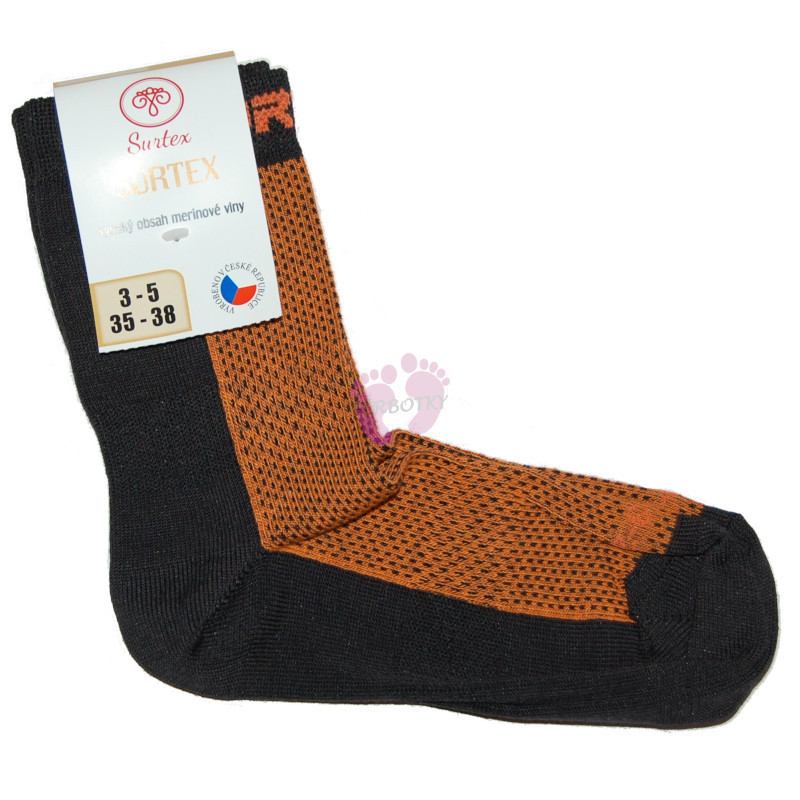Surtex 75% merino ponožky pro dospělé, oranžové