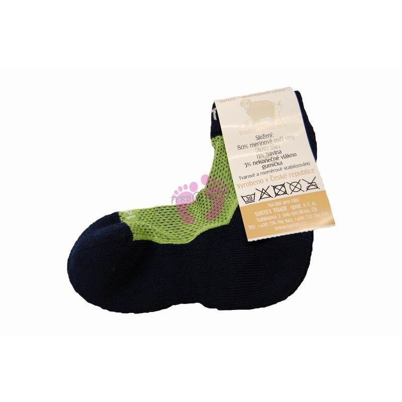 Dětské 80% merino ponožky Surtex, zelené