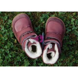 Dívčí zimní barefoot boty Basil Strap II Tex Dark Rose